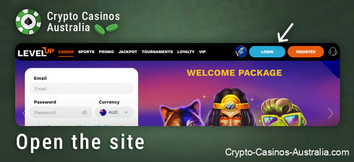 Open the crypto casino site Level Up