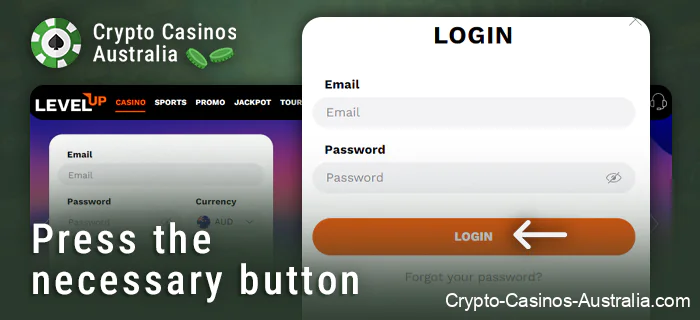 Confirm Level Up crypto casino login