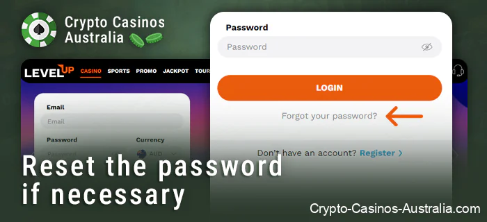 Recover password from Level Up casino account