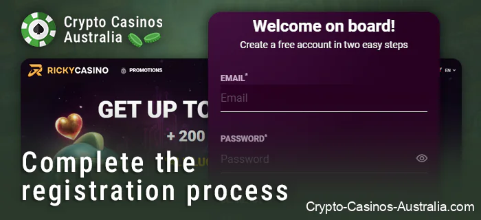 Create an account at an online crypto casino