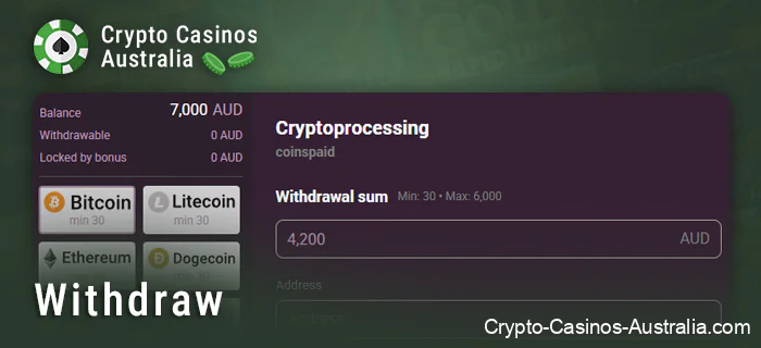 Get winnings from online crypto casino