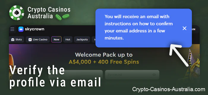 Confirm email when registering at SkyCrown online casino